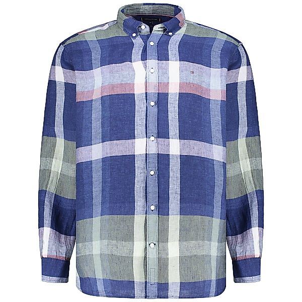 Tommy Hilfiger Freizeithemd aus Leinen Farbe blau/grün Größe: 4XL günstig online kaufen