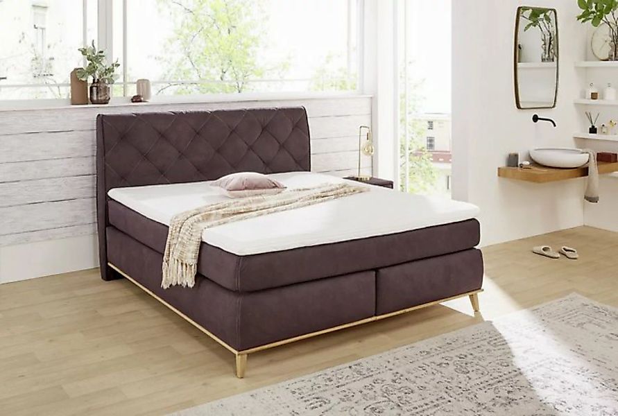 Boxspringbett  aubergine Microfaser Liegefläche B/L: ca. 180x200 cm günstig online kaufen