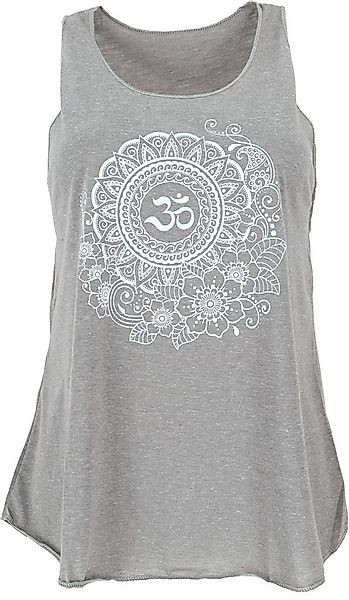 Guru-Shop T-Shirt Tanktop mit Ethnodruck, Om Mandala Yogatop - grau Festiva günstig online kaufen