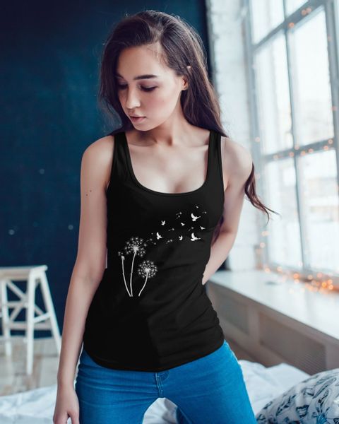 Neverless Tanktop Damen Tank-Top Pusteblume Vögel günstig online kaufen