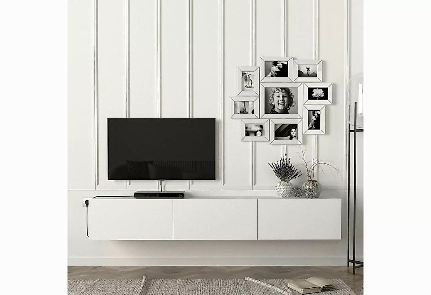 en.casa TV-Schrank »Vihti« Fernsehschrank 180x31x29,5cm Weiß günstig online kaufen