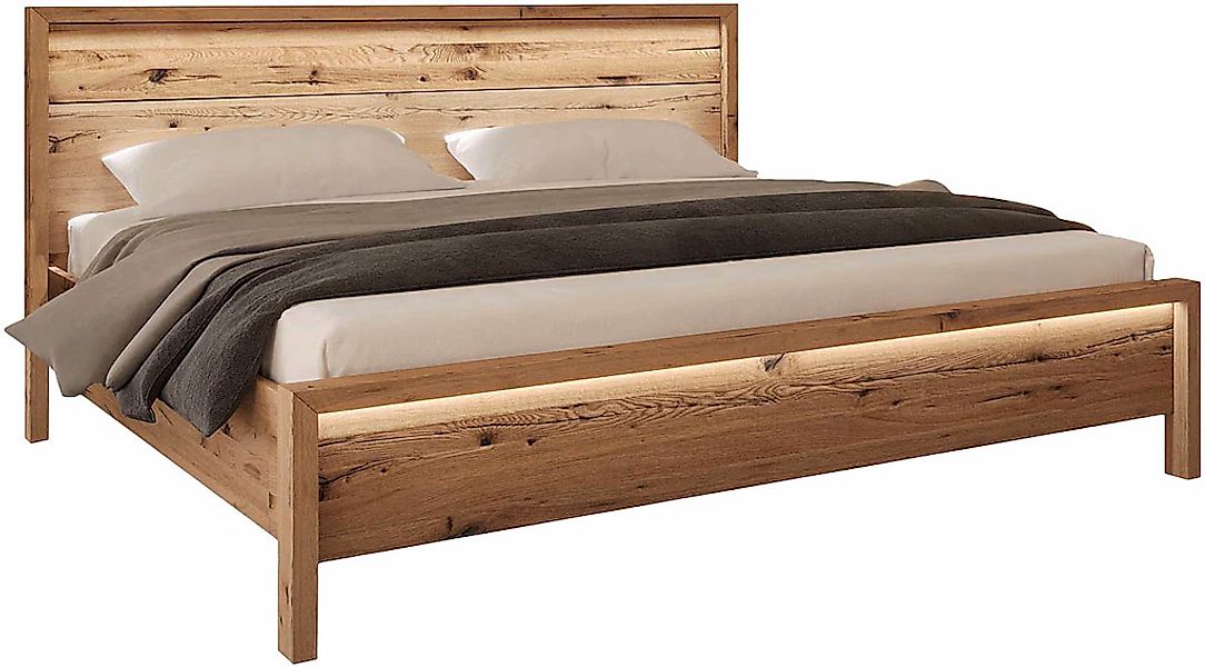 Home affaire Massivholzbett "Ambroise aus Wildeiche" inkl. LED-Beleuchtung, günstig online kaufen