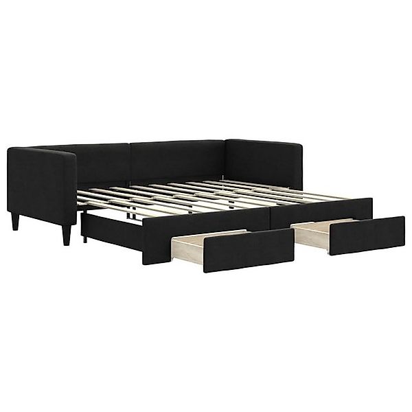 vidaXL Bett, Tagesbett Ausziehbar mit Schubladen Schwarz 90x190 cm Stoff günstig online kaufen