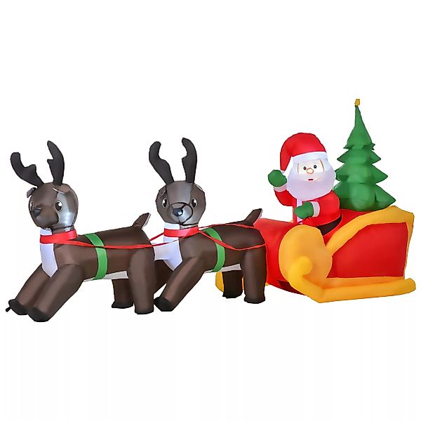 HOMCOM LED Figur Motiv Weihnachtsmann mit Schlitten und Rentieren Schneeman günstig online kaufen