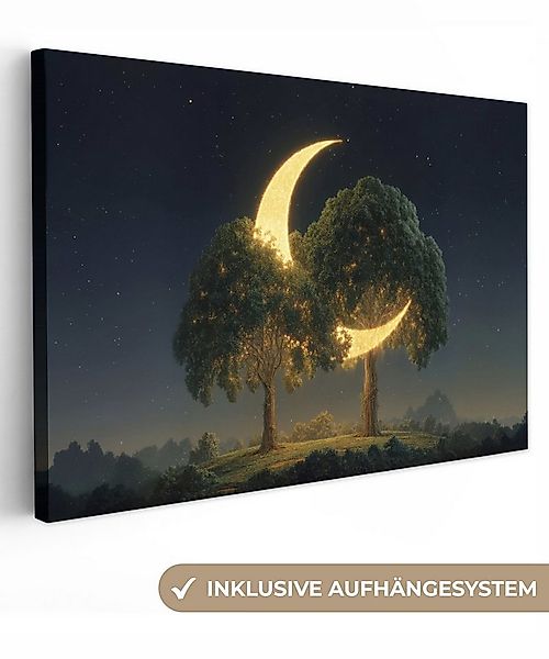 OneMillionCanvasses® Leinwandbild Mond - Bäume - Ruhe, Fotodruck (1 St), Le günstig online kaufen