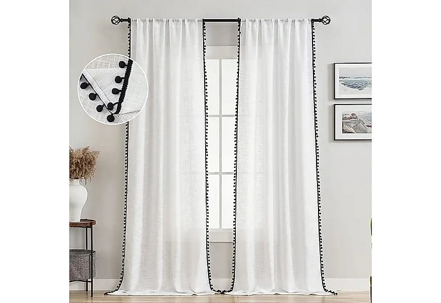 BTTO V&G Scheibengardine Retro Vorhänge,Voile Gardinen mit Stangedurchzug,B günstig online kaufen