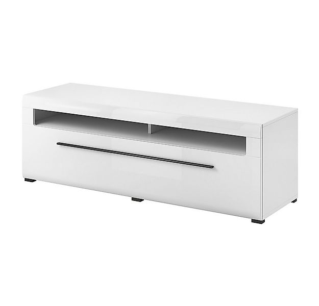 Lomadox Lowboard TURDA-83, weiß Hochglanz modern Absetzungen schwarz und Sc günstig online kaufen