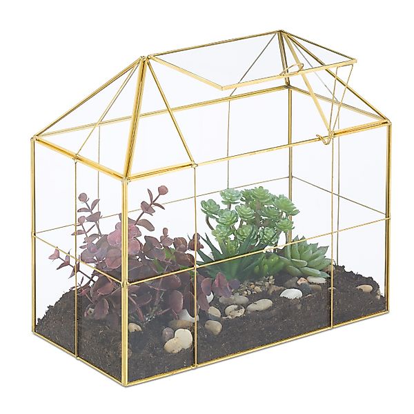 relaxdays Gewächshaus Großes Pflanzenterrarium Glas Hausform, günstig online kaufen