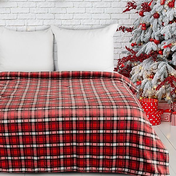 Wohndecke Winter Muster Karomuster Schneeflocken Geschenkidee, günstig online kaufen