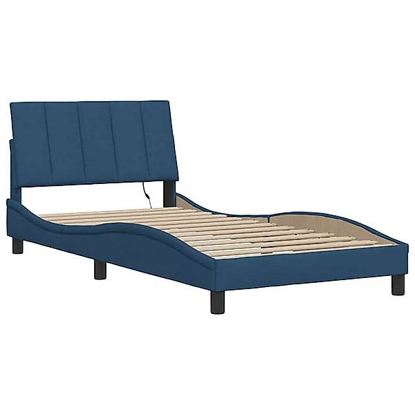 vidaXL Bett Bettgestell ohne Matratze Blau 100x200 cm Stoff günstig online kaufen