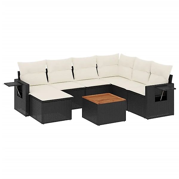 vidaXL 8-Tlg Garten-Sofagarnitur mit Kissen Schwarz Poly Rattan 3224677 günstig online kaufen