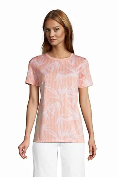 Supima Kurzarm-Shirt mit rundem Ausschnitt, Damen, Größe: L Normal, Orange, günstig online kaufen