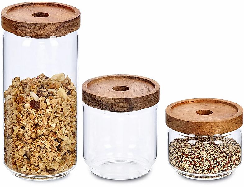 Zeller Present Vorratsglas Set, 3 Stk. tlg. mit Akaziendeckel günstig online kaufen