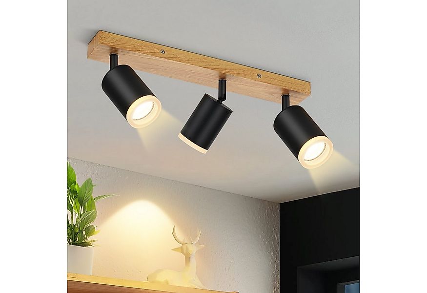 ZMH LED Deckenstrahler 2/3/4 Flammig GU10 Holz-Acryl Deckenleuchte 350° Dre günstig online kaufen