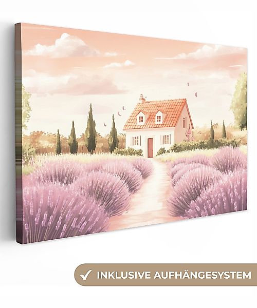 OneMillionCanvasses® Leinwandbild Lavendelfeld - Haus - günstig online kaufen