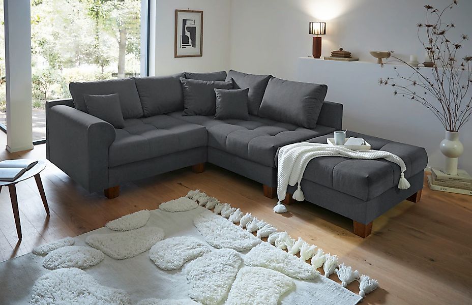 Home affaire Ecksofa "Rice L-Form inkl. Hocker", (Set, mit Hocker), mit Bon günstig online kaufen