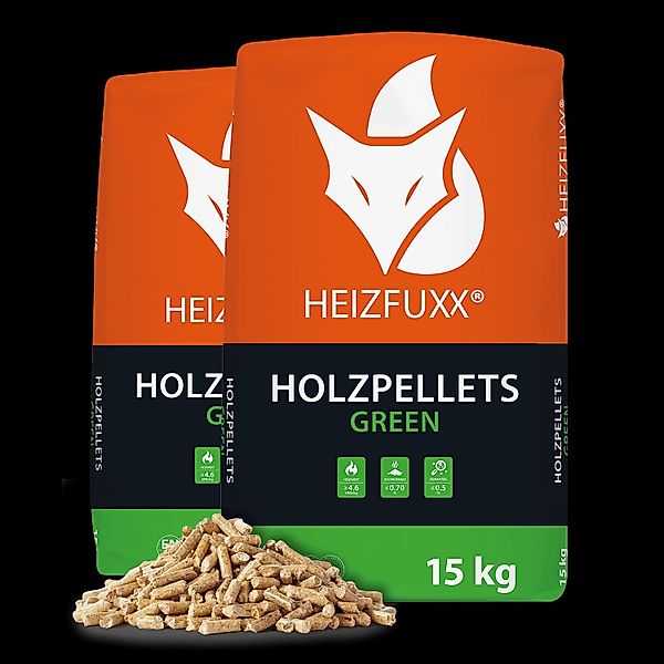 Heizfuxx Holzpellets Green 15kg x 2 Sack 30kg günstig online kaufen