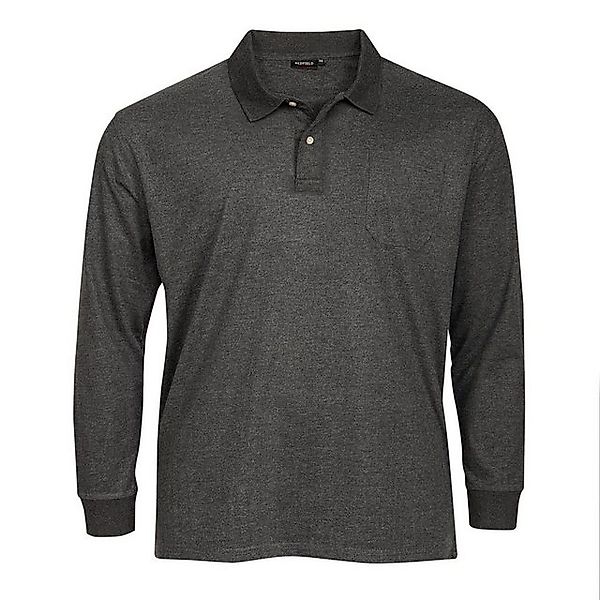 redfield Langarm-Poloshirt XXL Redfield Langarm-Poloshirt anthrazit melange günstig online kaufen