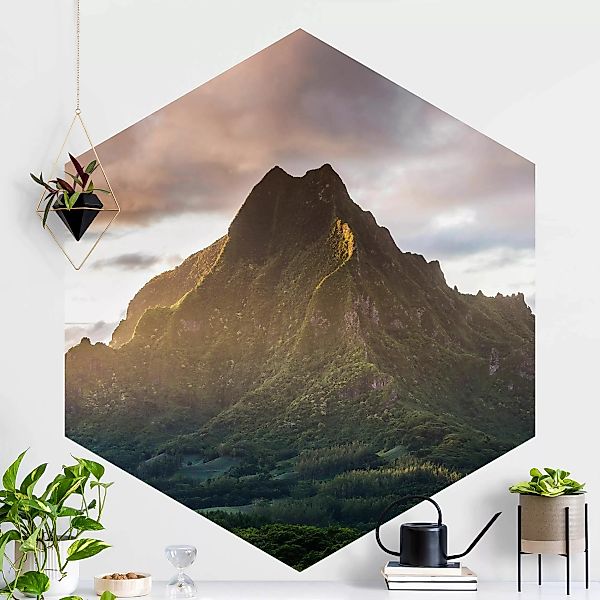 Hexagon Fototapete selbstklebend Der Berg günstig online kaufen