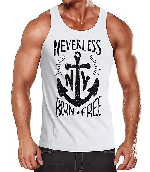 Neverless Tanktop Herren Tank Top Anker Born Free Anchor Sailing Muskelshir günstig online kaufen