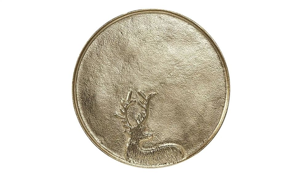 HOME STORY Deko Teller   ¦ gold ¦ Aluminium ¦ Maße (cm): H: 1,5  Ø: 30 Weih günstig online kaufen