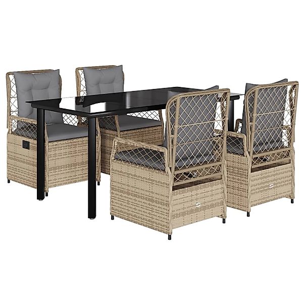 vidaXL 5-Tlg Garten-Essgruppe mit Kissen Beige Poly Rattan 3263009 günstig online kaufen