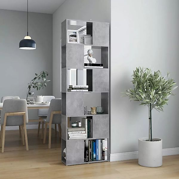 Bücherregal Raumteiler Betongrau 60x24x186 Cm Spanplatte günstig online kaufen