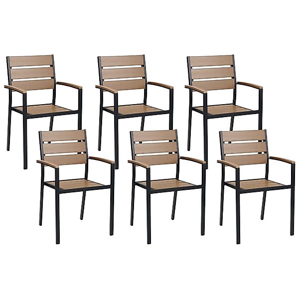 Beliani Gartenstuhl Heller Holzfarbton Schwarz 57x54x88 günstig online kaufen