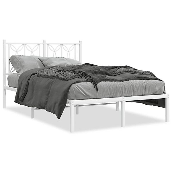 vidaXL Bettgestell mit Kopfteil Metall Weiß 120x190 cm 376174 günstig online kaufen