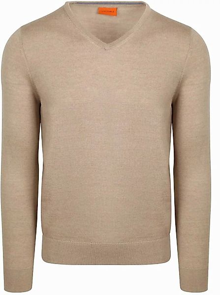 Suitable Merino Pullover V-Ausschnitt Beige - Größe XXL günstig online kaufen