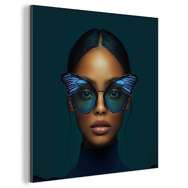 MuchoWow Metallbild Frau - Schmetterling - günstig online kaufen