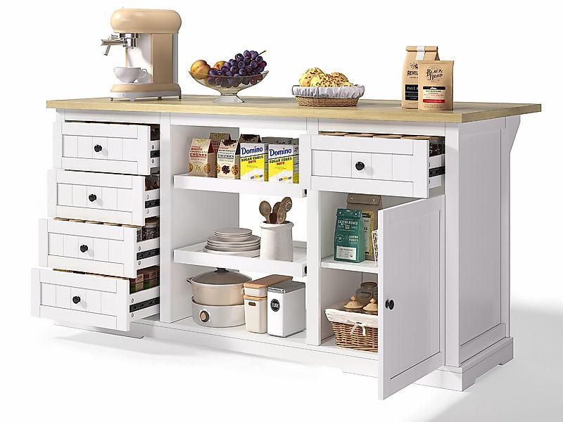 SeedWave Anrichte Vielseitiges Sideboard mit Ladefunktion, 150cm Klappbare günstig online kaufen