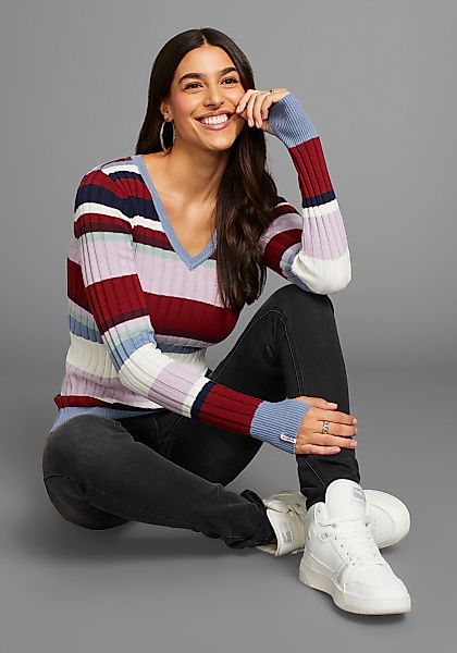 KangaROOS V-Ausschnitt-Pullover, mit modernen Streifen günstig online kaufen