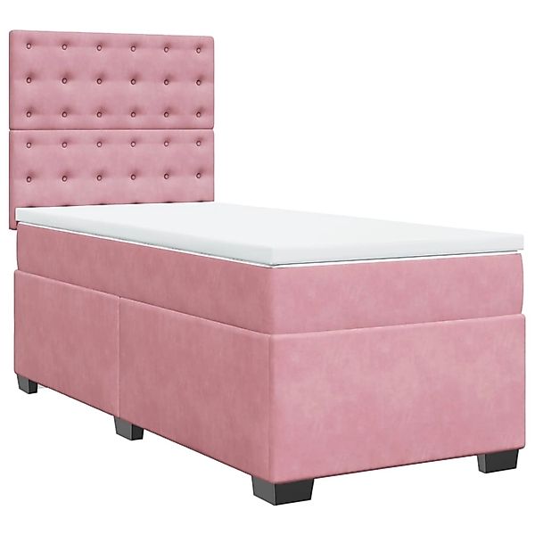 vidaXL Boxspringbett, Boxspringbett mit Matratze Rosa 90x190 cm Samt günstig online kaufen