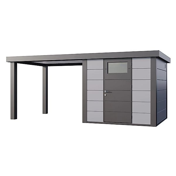 Gerätehaus Classico 2424 mit Offene Lounge L Links 522 cm x 238 cm Hellgrau günstig online kaufen