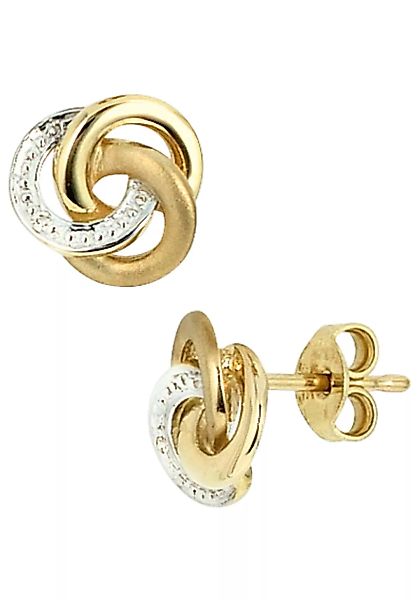 JOBO Paar Ohrstecker, Knoten 585 Gold bicolor mit 2 Diamanten günstig online kaufen