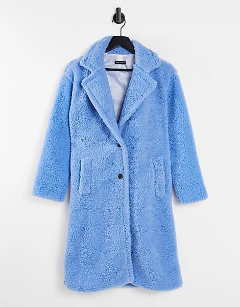 I Saw it First – Langer Mantel aus Teddyfell in Blau günstig online kaufen