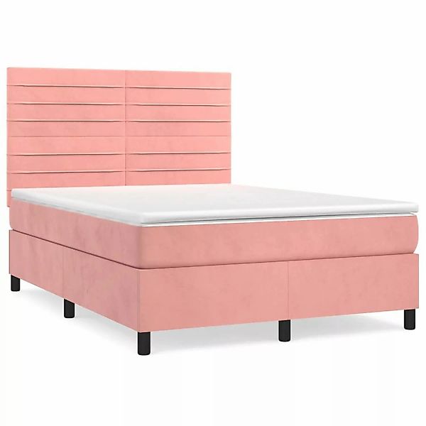 vidaXL Boxspringbett mit Matratze Rosa 140x190 cm Samt1349958 günstig online kaufen