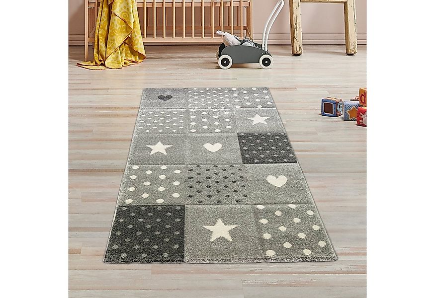 TeppichHome24 Kinderteppich Kinderzimmer Teppich Herz Stern creme schwarz g günstig online kaufen