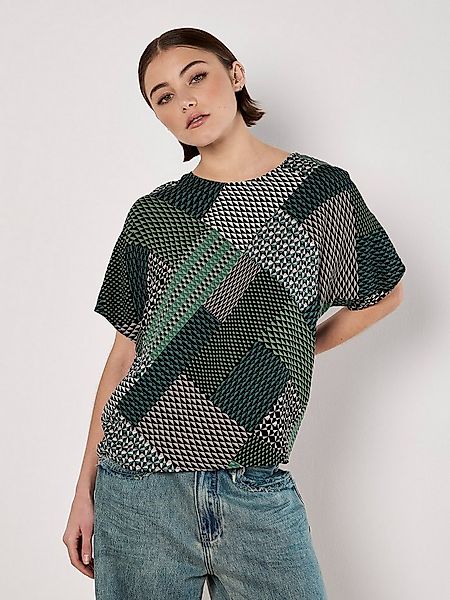 Apricot T-Shirt Patchwork Shirt mit geometrischem Druck günstig online kaufen
