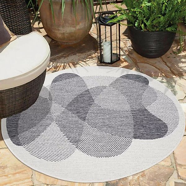 Carpet City Outdoorteppich »DUO RUG 5835«, rund, 5 mm Höhe, Wendeteppich We günstig online kaufen