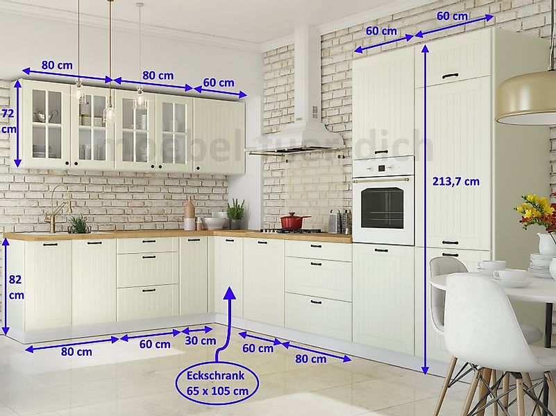 Möbel für Dich Küchenzeile Landhaus Eckküche günstig online kaufen