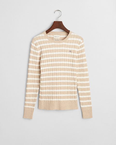 Gant Rundhalspullover STRETCH COTTON CABLE STRIPE günstig online kaufen