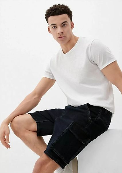 QS Jeansshorts Loose Fit: Bermuda aus Denim Label-Patch günstig online kaufen