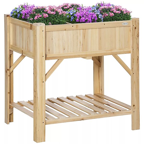 Outsunny Hochbeet  Holz mit 6 Anbauflächen, Pflanztisch & Blumenkasten, Vli günstig online kaufen