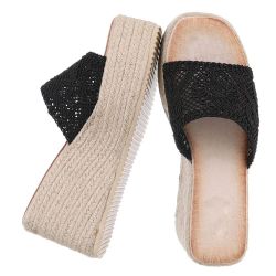 Ital-Design Wedge-Pantoletten mit Stickerei für Damen günstig online kaufen