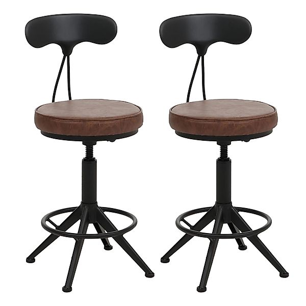 PROREGAL 2er-Set Barhocker Mit Lehne Sitzhöhe 51-73cm Kunstleder Metall Bra günstig online kaufen