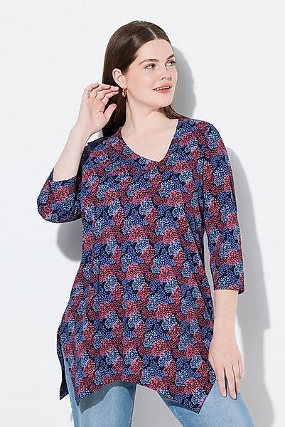 Ulla Popken Longshirt T-Shirt Zipfelsaum V-Ausschnitt 3/4-Arm günstig online kaufen