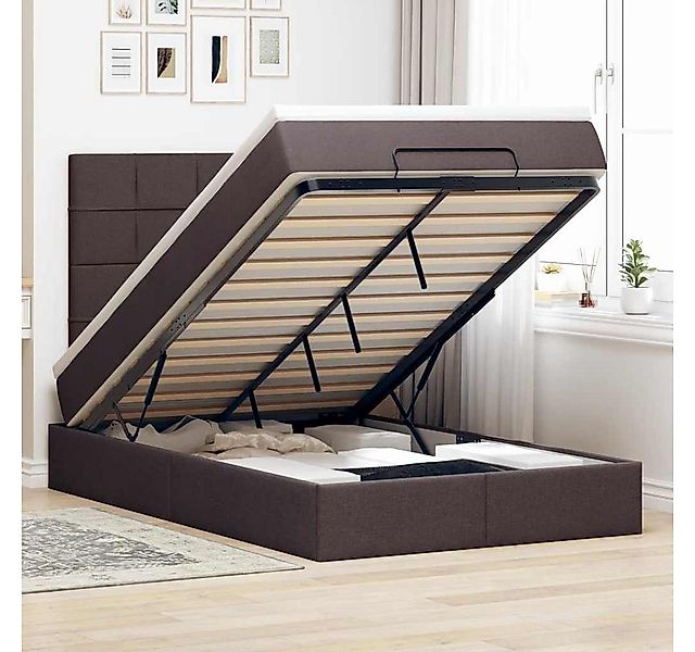 vidaXL Bett, Ottoman-Bett mit Matratze Dunkelbraun 120x200 cm Stoff günstig online kaufen