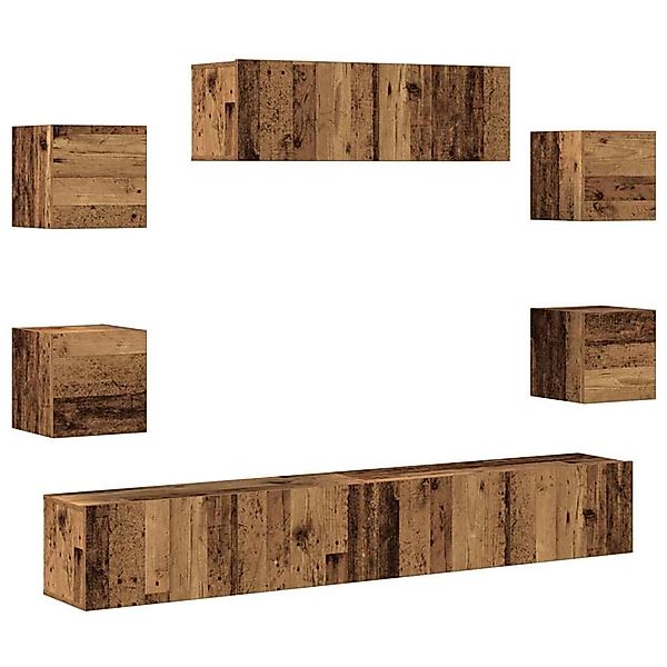 vidaXL 7-Tlg TV-Schrank-Set Wandmontage Altholz-Optik Holzwerkstoff 3329209 günstig online kaufen